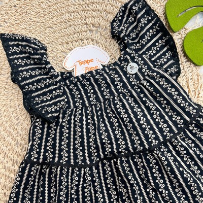 Vestido Mini Florzinhas - Preto e Areia